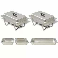 VidaXL Chafing Dish Set 2-tlg. Edelstahl