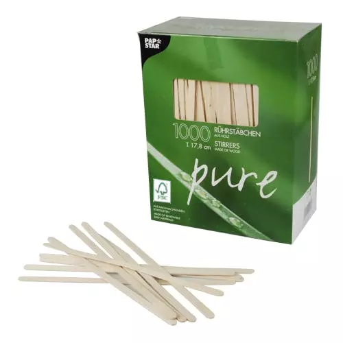 PAPSTAR 10000 Rührstäbchen, Holz "pure" 17,8 Cm X 5 Mm 4 PAPSTAR 10000 Rührstäbchen, Holz "pure" 17,8 Cm X 5 Mm – Bild 2