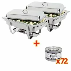 Olympia SONDERANGEBOT 2 X Milan Chafing-Dish Mit 72 X Brennpaste