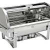 Metro-professional METRO Professional Chafing Dish, Edelstahl, 36.8 X 61 X 37.1 Cm, 1 GN 1/1 Behälter (9L), Roll-Top-Deckel, 2 Brennstoffbehälter, Silber