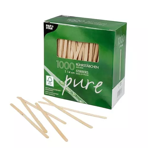 PAPSTAR 10000 Rührstäbchen, Holz "pure" 17,8 Cm X 5 Mm 5 PAPSTAR 10000 Rührstäbchen, Holz "pure" 17,8 Cm X 5 Mm – Bild 3